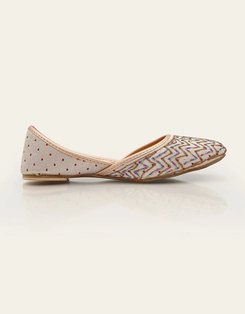 Heritage Hue Multicolor Embroidered Khussa with Dotted Back – Essence by Rubina